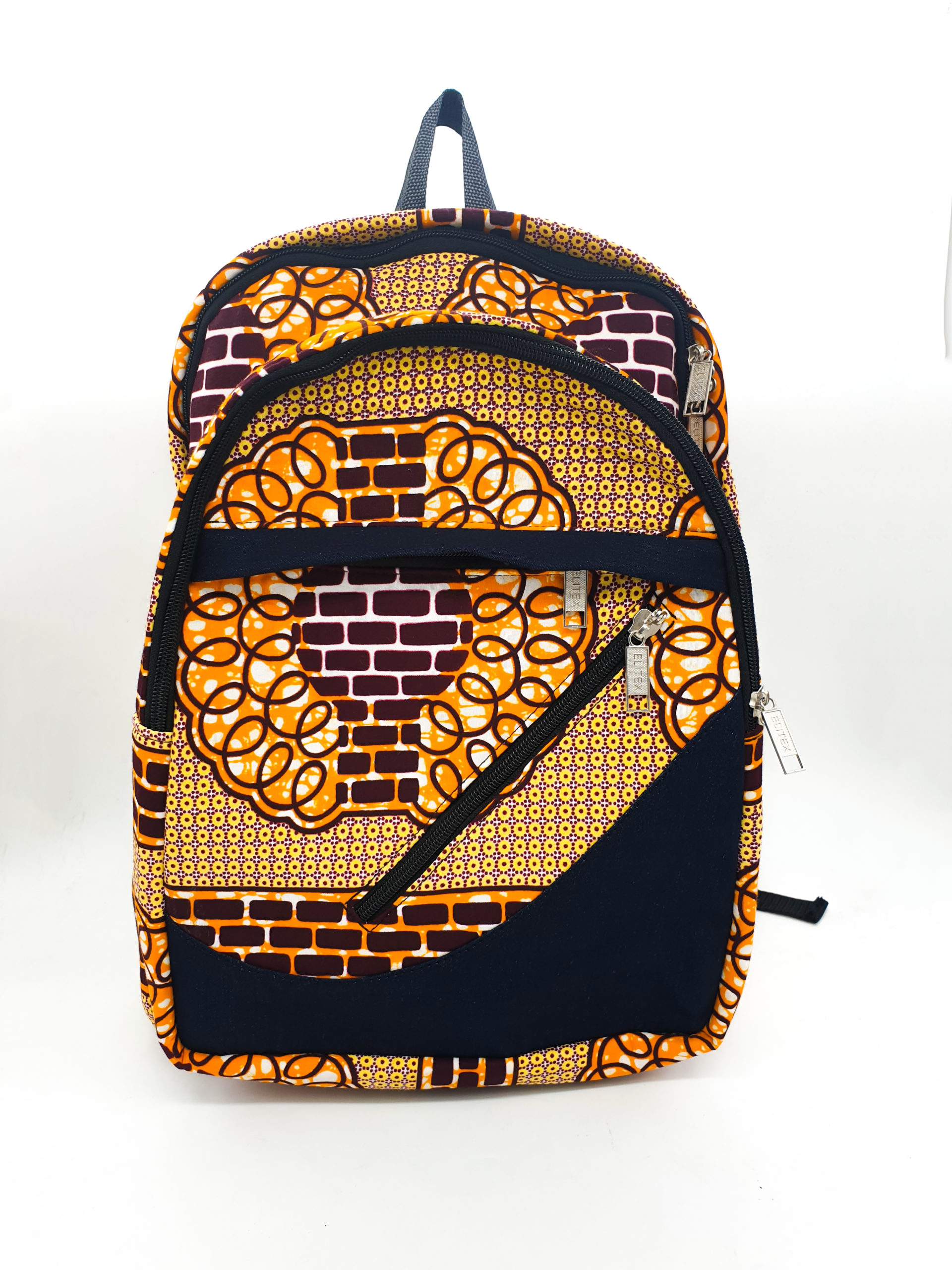 leather african print backpack